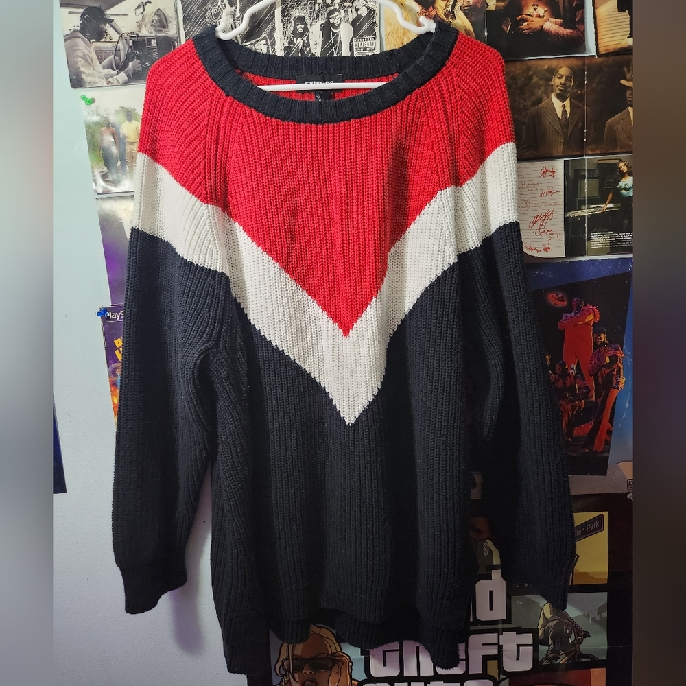 Red white and black sweater Express Large